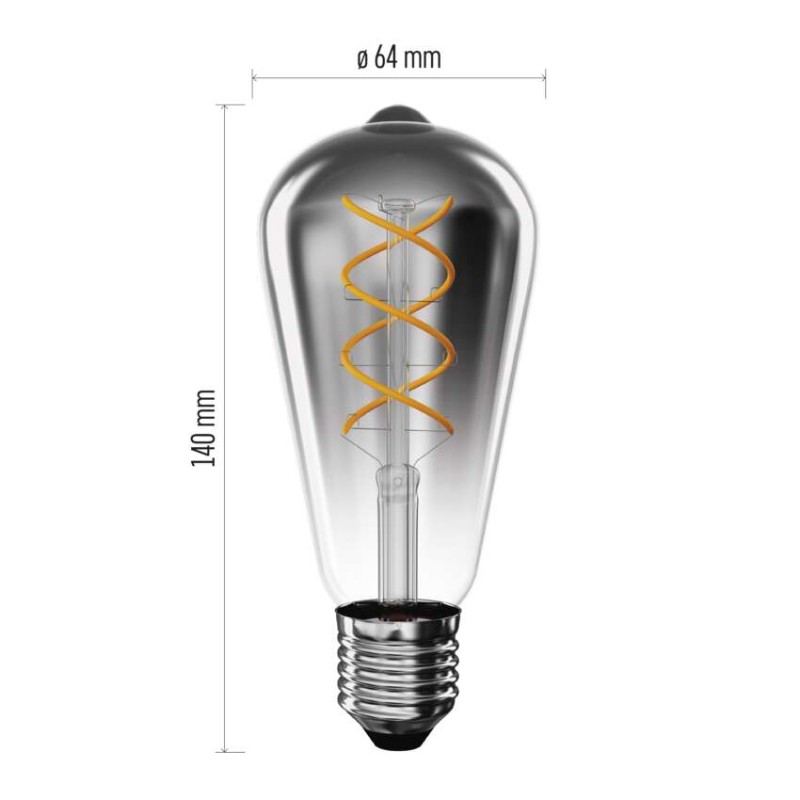LED Bulb DECO SMOKED ST64 / E27 / 4,5 W (19 W) / 180 lm / flame
