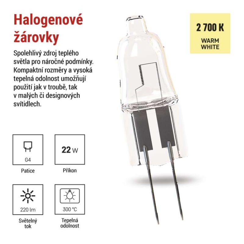 Halogenová žárovka JC 14W G4 teplá bílá