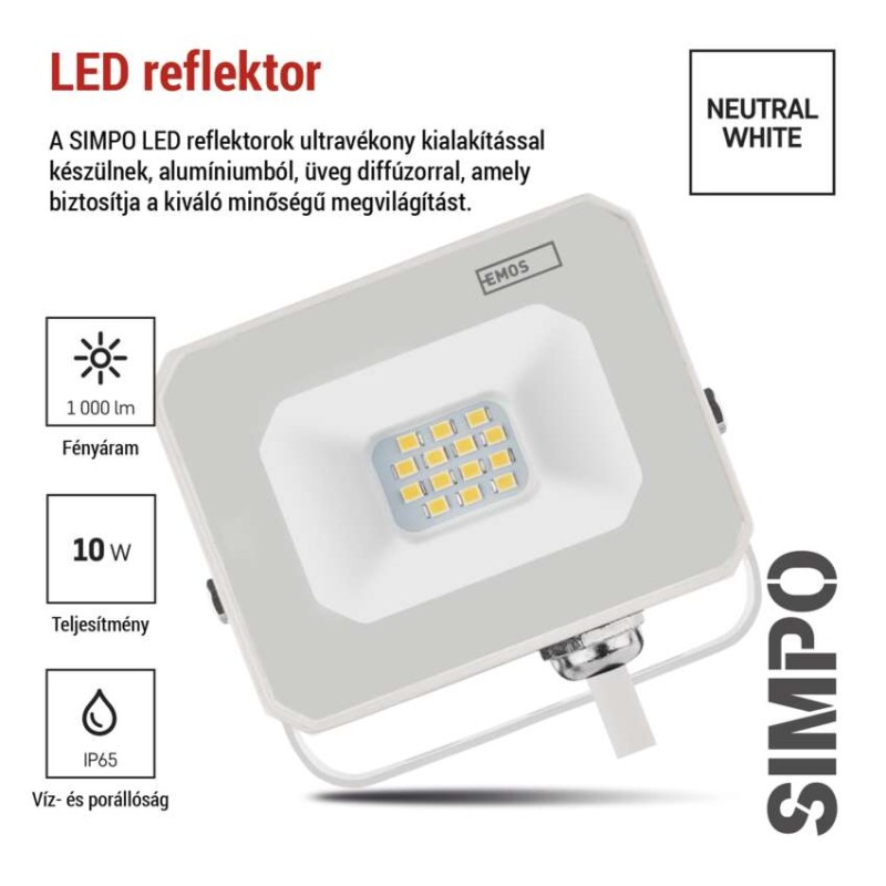 LED reflektor SIMPO 10 W természetes fehér