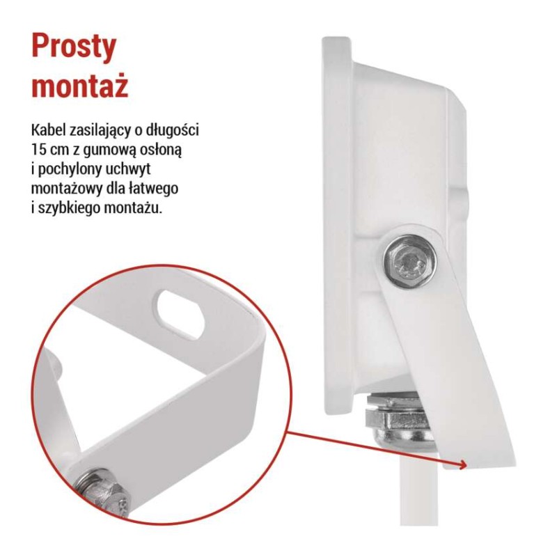 Naświetlacz LED SIMPO 10 W, biały, neutralna biel