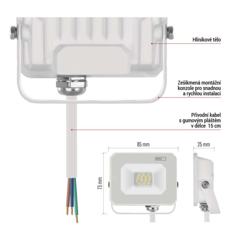 LED reflektor SIMPO 10 W, bílý, neutrální bílá