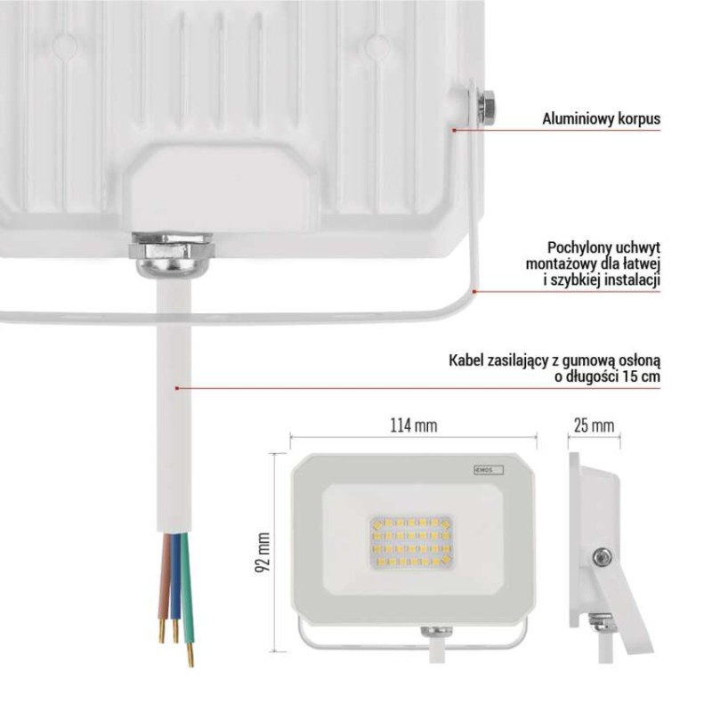 Naświetlacz LED SIMPO 20W, biały, neutralna biel