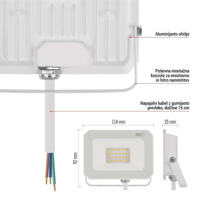 LED reflektor SIMPO 20W, bel, IP65, 2000 lm, nevtralna bela