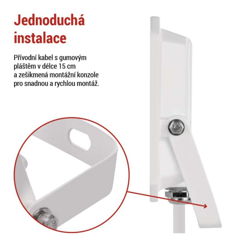 LED reflektor SIMPO 30W, bílý, IP65, 3000 lm, neutrální bílá