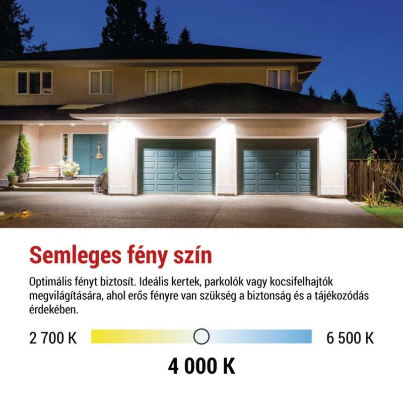 LED reflektor SIMPO 30W, fehér, IP65, 3000 lm, természetes fehér