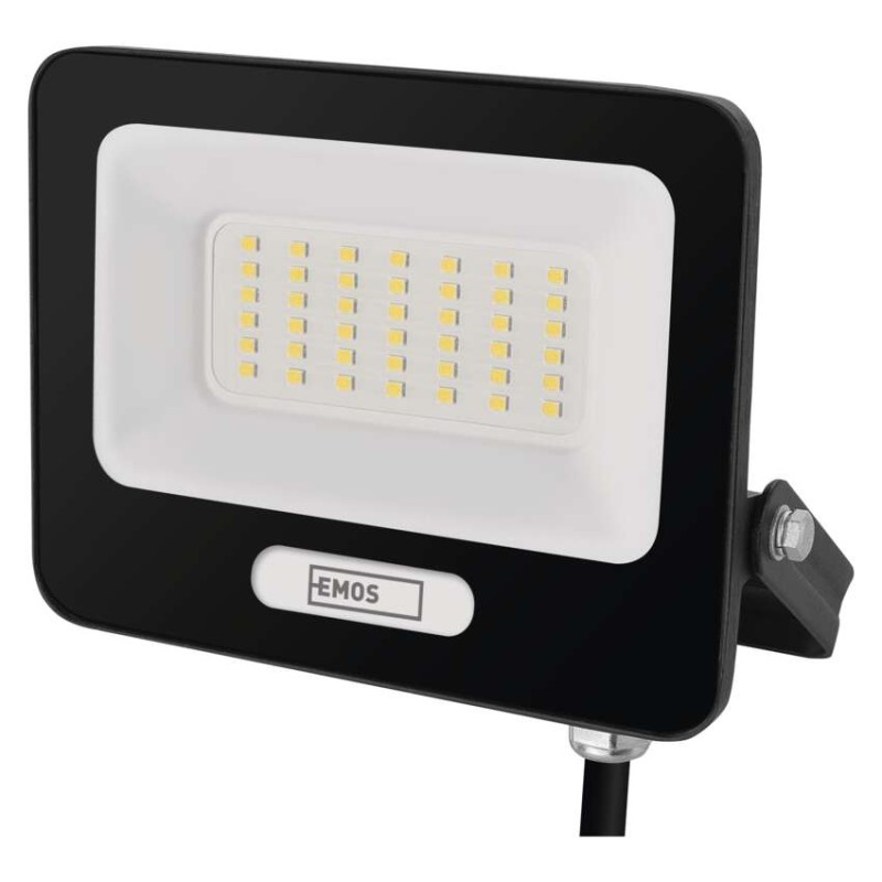 LED reflektor GLARO 30W, fekete, IP65, 3000 lm, természetes fehér