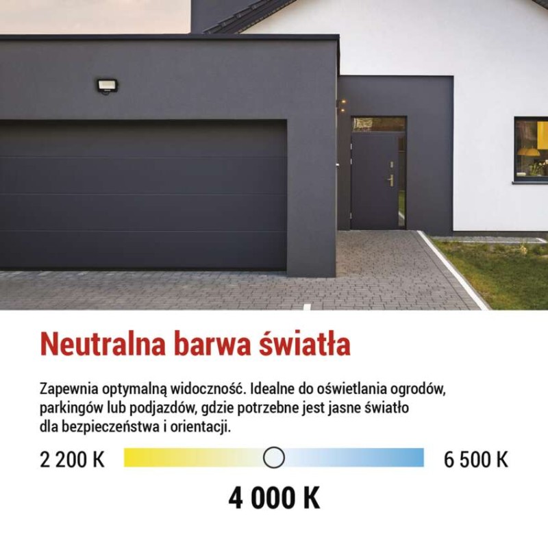 Naświetlacz LED GLARO 30W, czarny, IP65, 3000 lm, neutralna biel
