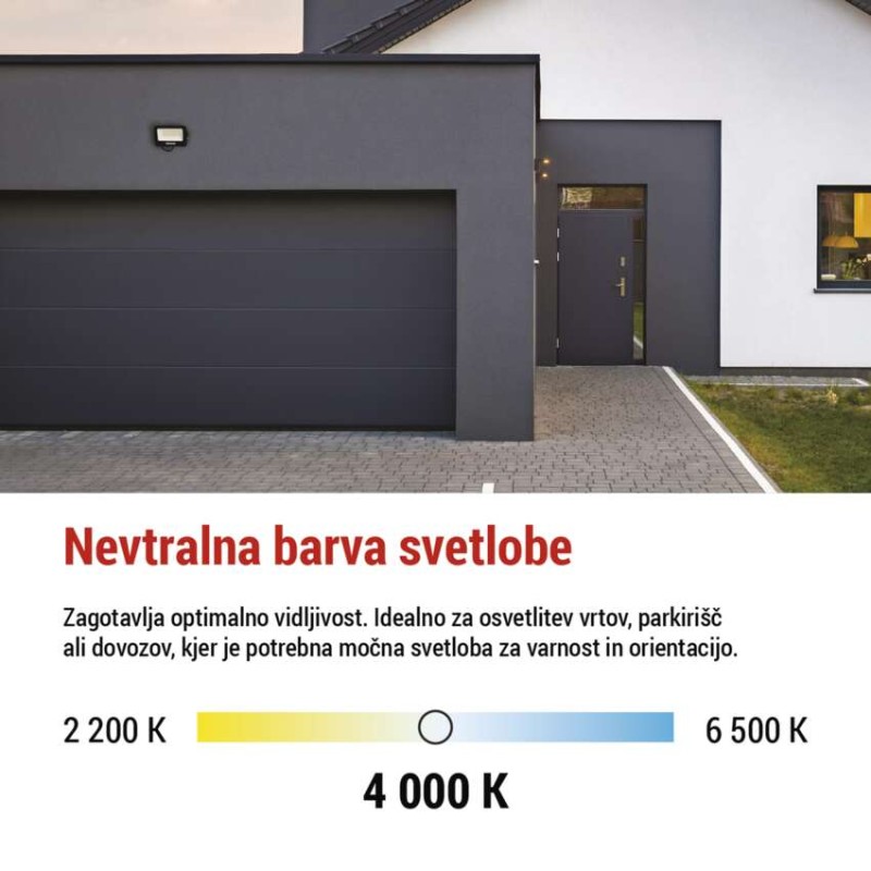LED reflektor GLARO 30W, črni, IP65, 3000 lm, nevtralna bela