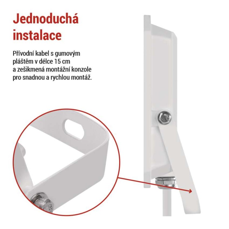 LED reflektor SIMPO 50W, bílý, IP65, 5000 lm, neutrální bílá