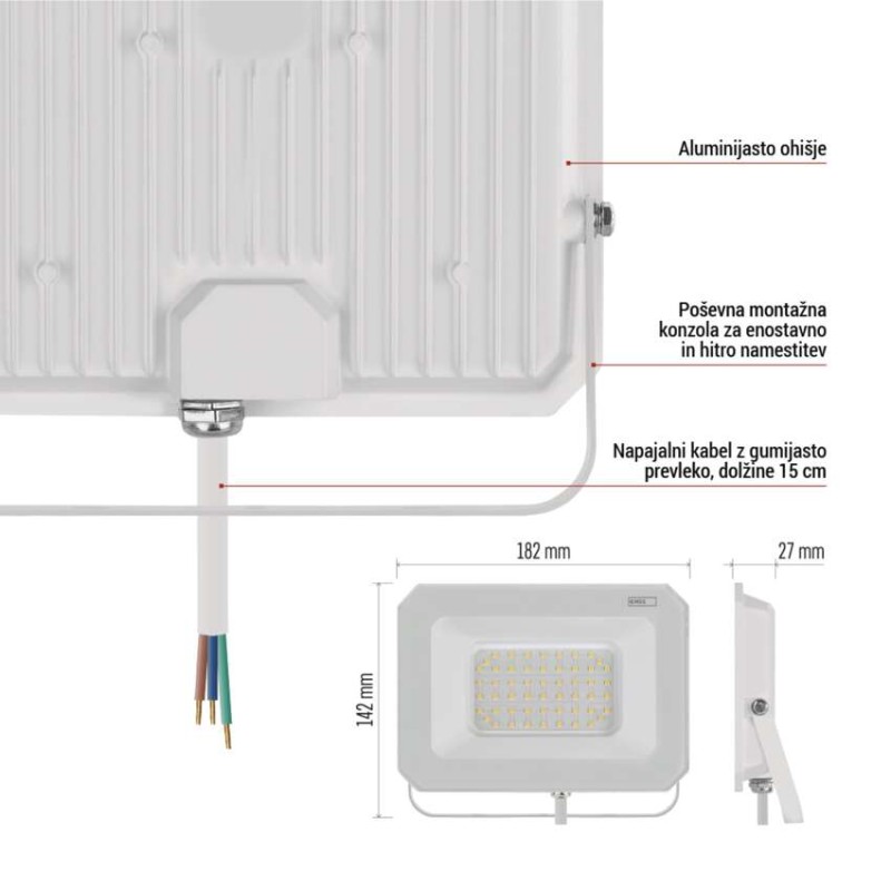 LED REFLEKTOR SIMPO 50W 5000LM IP65 NW W
