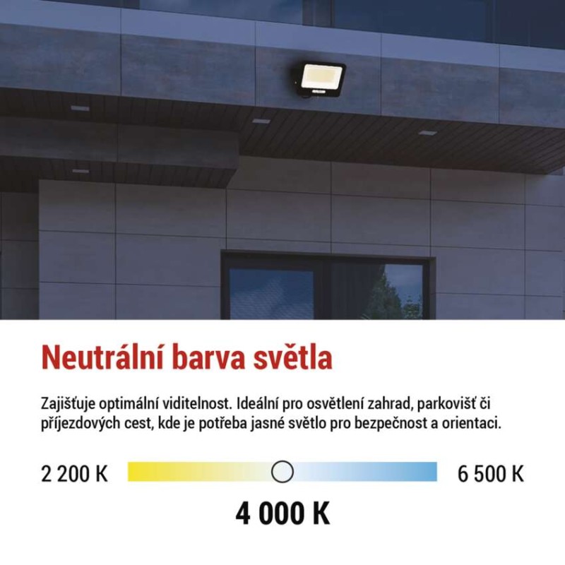LED reflektor GLARO 100W, černý, IP65, 10000 lm, neutrální bílá
