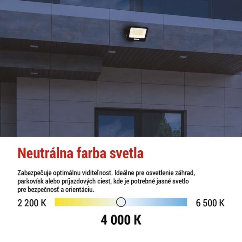 LED reflektor GLARO 100W, čierny, IP65, 10000 lm, neutrálna biela