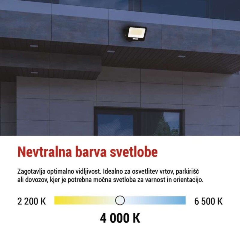 LED reflektor GLARO 100W, črni, IP65, 10000 lm, nevtralna bela