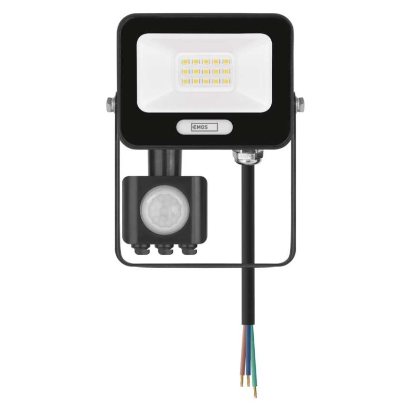 LED reflektor GLARO s pohybovým čidlom, 10 W, čierny, IP54, 1000 lm, neutrálna biela