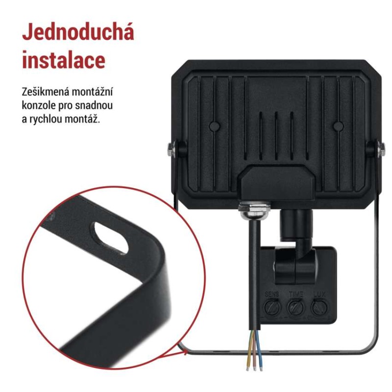 LED reflektor SIMPO s pohybovým čidlem, 20 W, černý, neutrální bílá