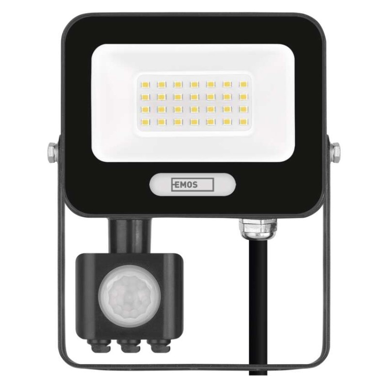 LED reflektor GLARO PIR 20 W, fekete, IP54, 2000 lm, természetes fehér
