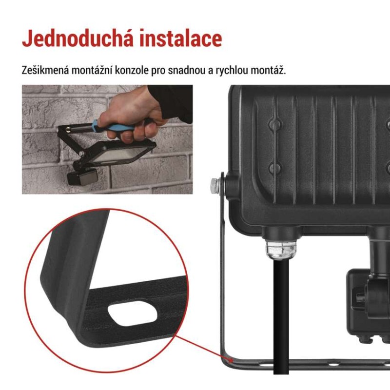 LED reflektor GLARO s pohybovým čidlem, 20 W, černý, IP54, 2000 lm, neutrální bílá