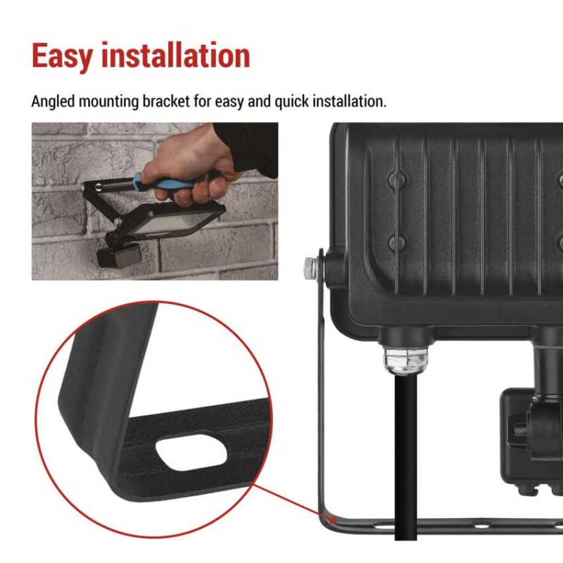 LED reflektor GLARO PIR 20 W, fekete, IP54, 2000 lm, természetes fehér