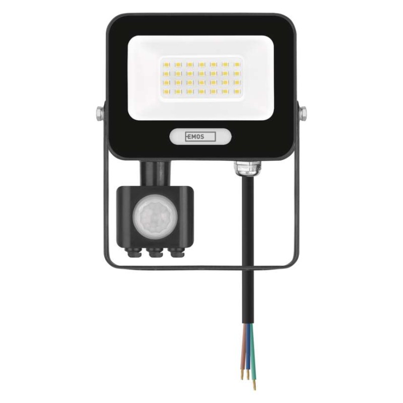 LED reflektor GLARO PIR 20 W, fekete, IP54, 2000 lm, természetes fehér
