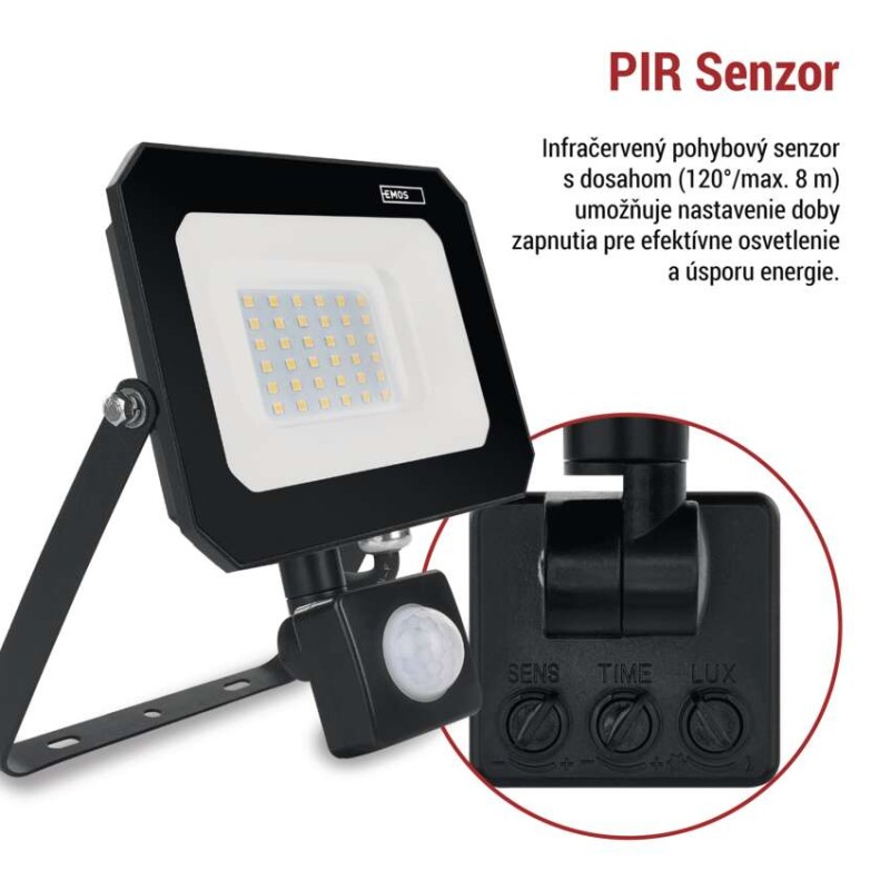 LED reflektor SIMPO s pohybovým čidlom 30 W neutrálna biela