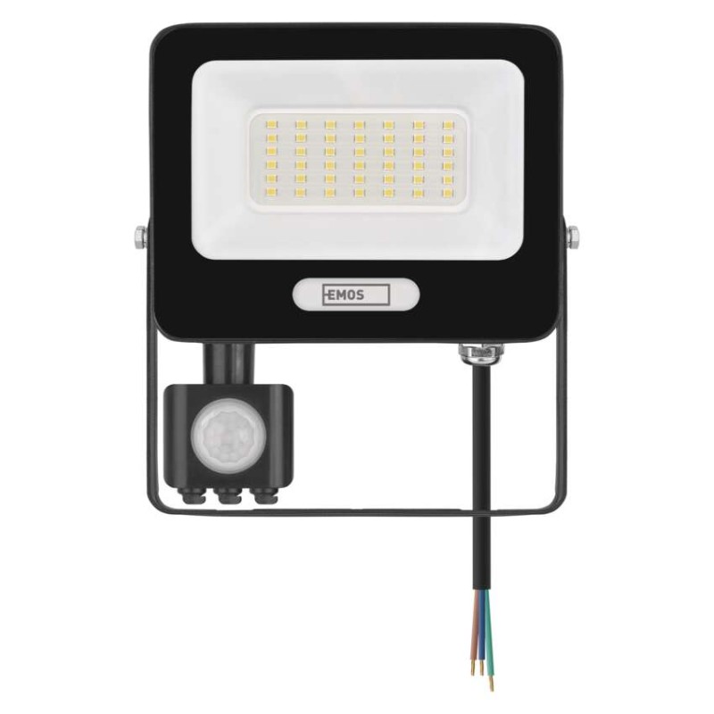 LED reflektor GLARO PIR 30 W, fekete, IP54, 3000 lm, természetes fehér