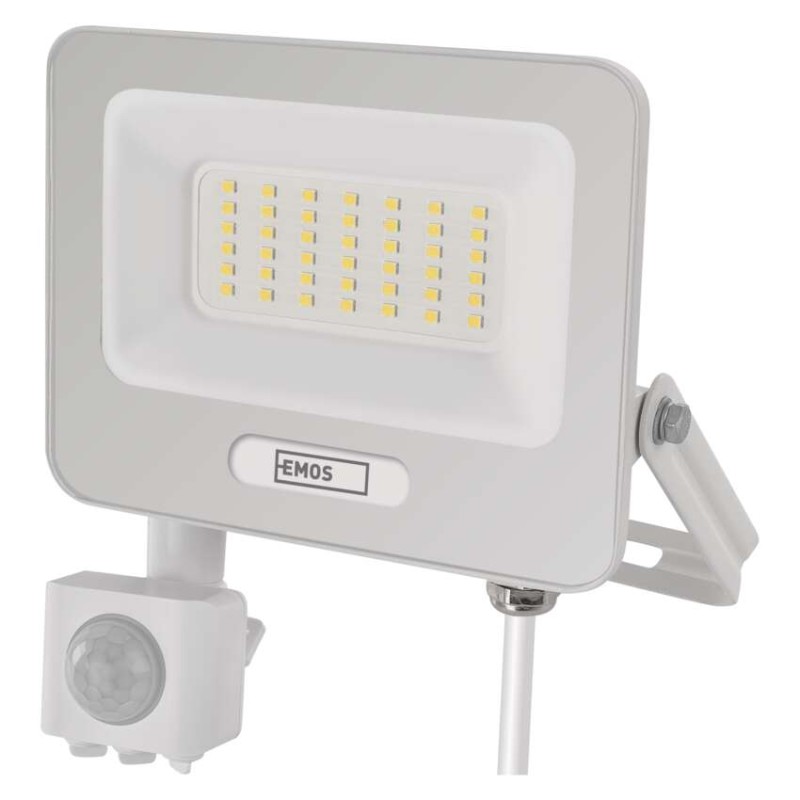 LED reflektor GLARO s pohybovým čidlom, 30 W, biely, IP54, 3000 lm, neutrálna biela