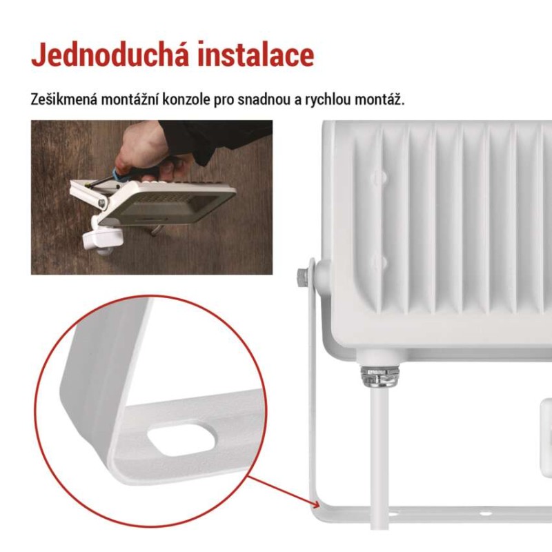 LED reflektor GLARO s pohybovým čidlem, 30 W, bílý, IP54, 3000 lm, neutrální bílá