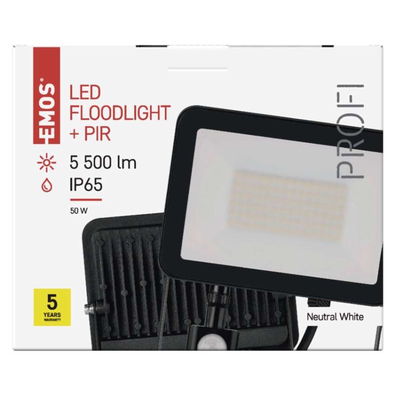 EMOS LED reflektor INOVO 50W 5500lm mozgásérzékelőve IP65 term. fehér