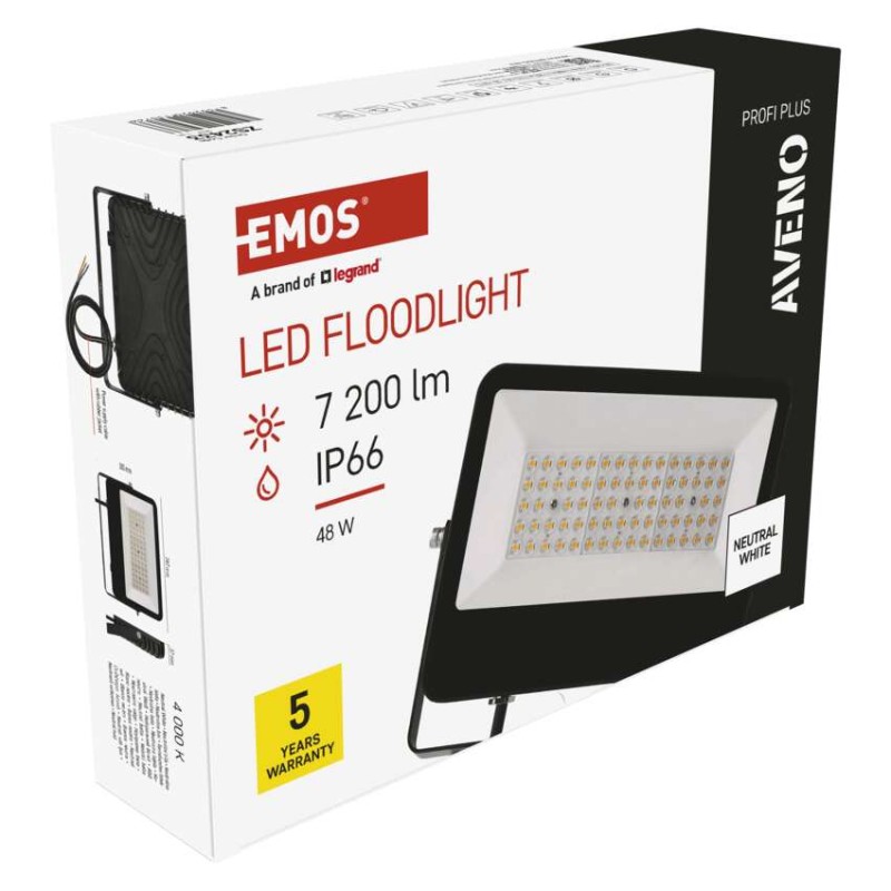 Naświetlacz LED AVENO 48W czarny neutralna biel