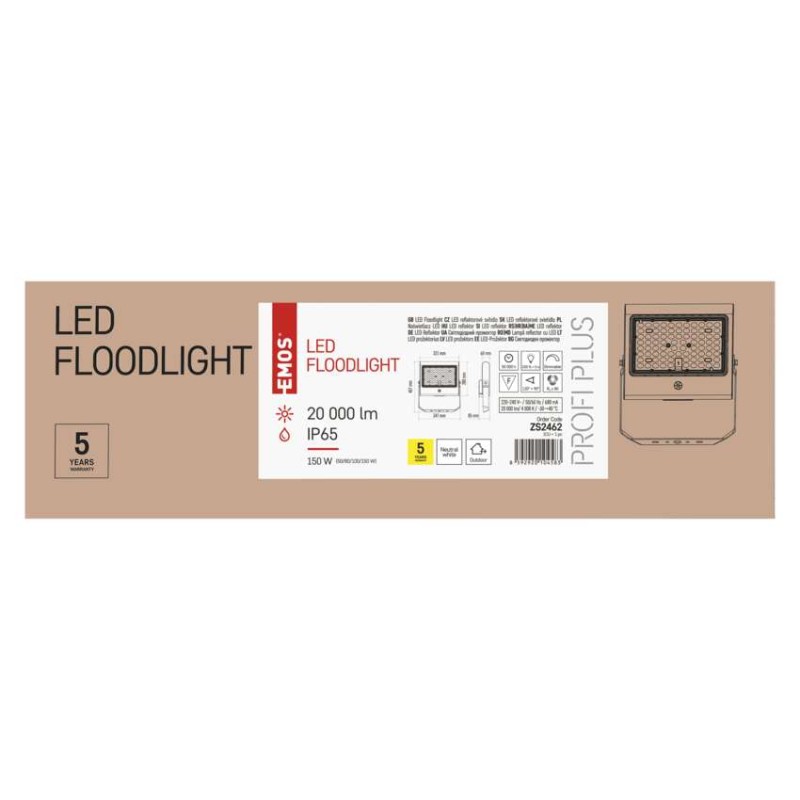 LED reflektor AGENO čierny, 150W neutrálna biela
