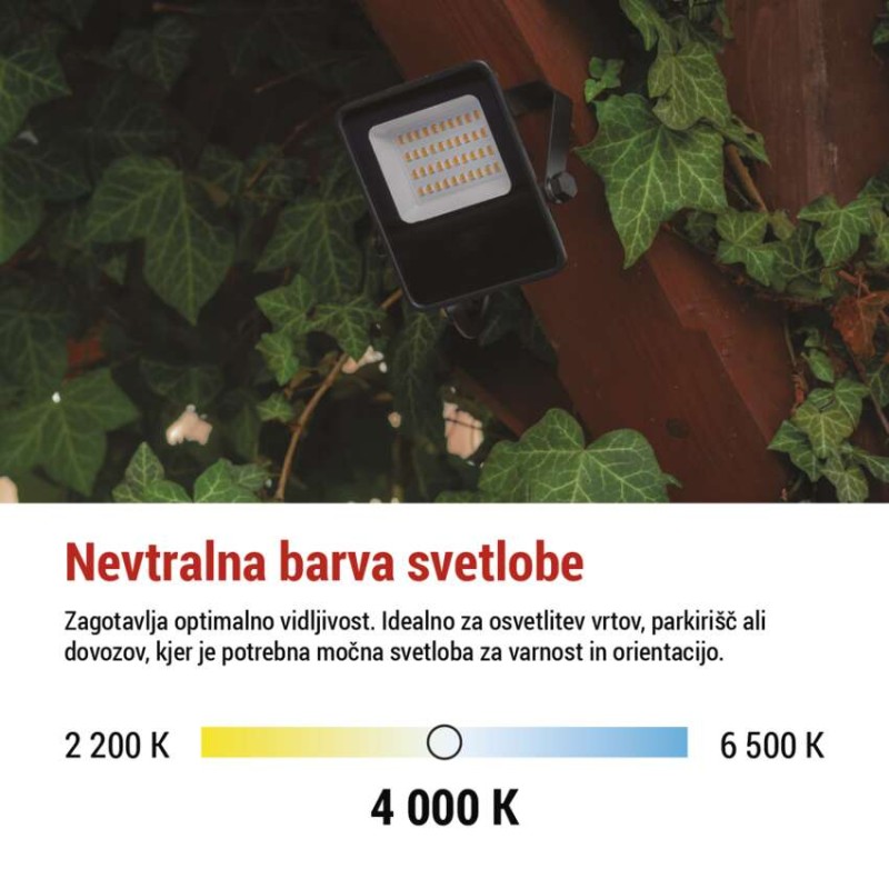 LED reflektor VISIO 20W nevtralna bela črni