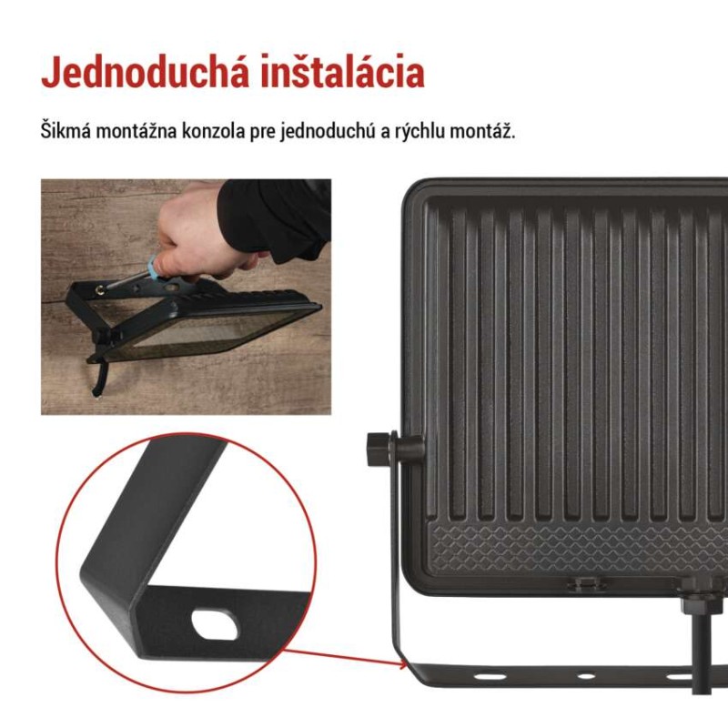 LED reflektor VISIO čierny, 50 W neutrálna biela