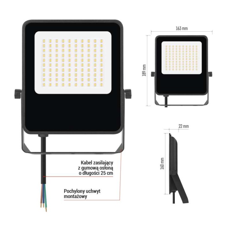 Naświetlacz LED VISIO 50 W czarny neutralna biel