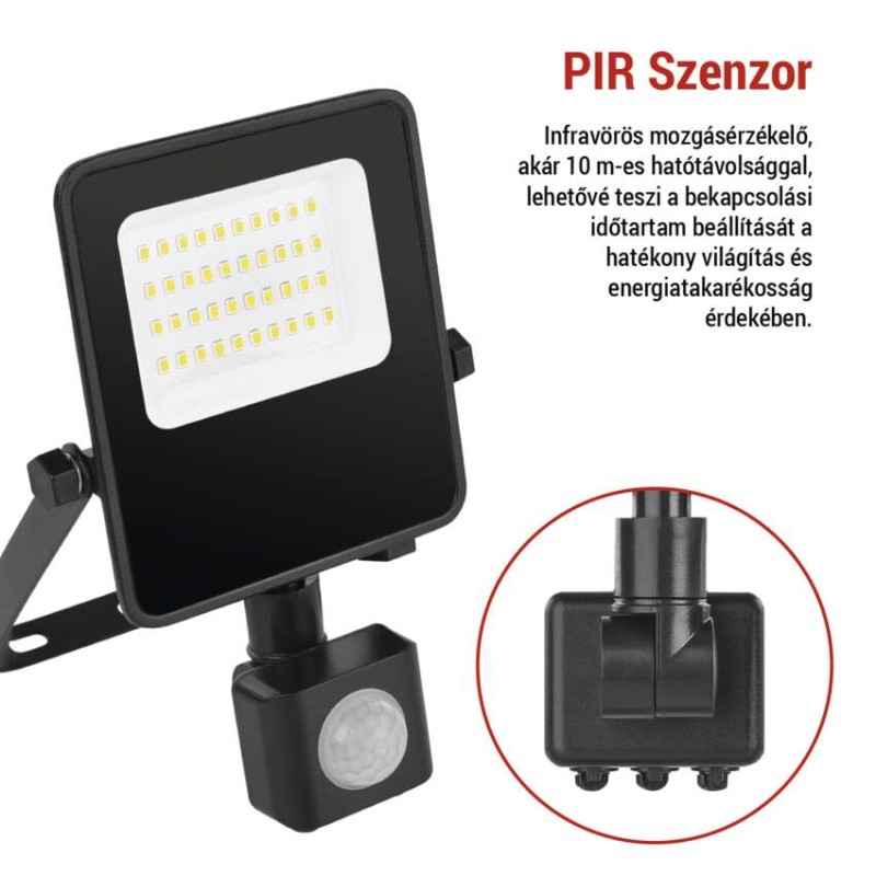 EMOS VISIO LED reflektor 20 W mozgásérzékelővel IP54 term. fehér