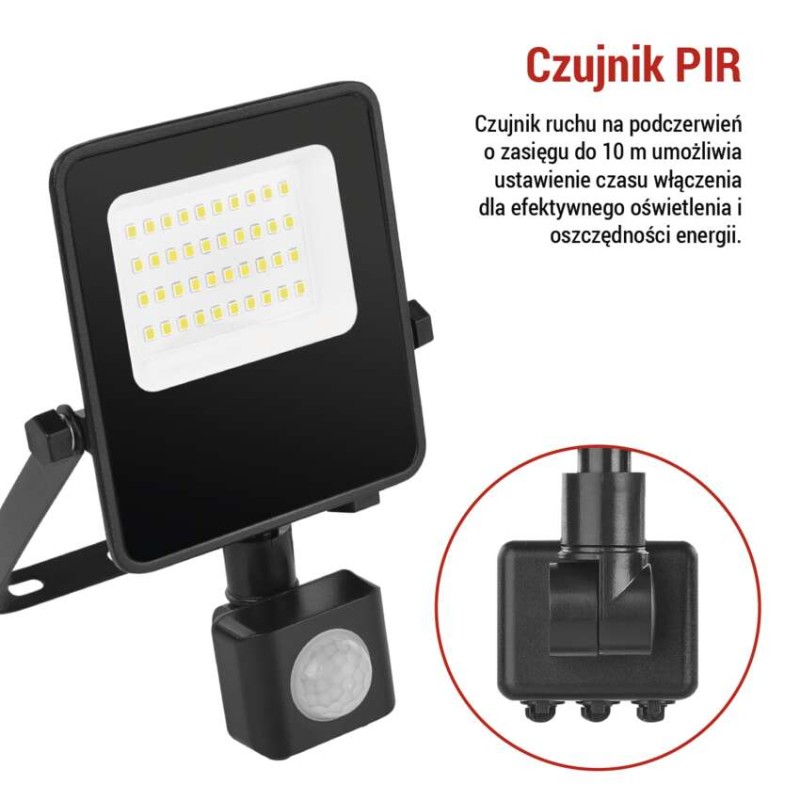Naświetlacz LED VISIO z czujnikiem PIR 20W, neutralna biel