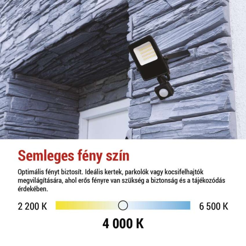 EMOS VISIO LED reflektor 20 W mozgásérzékelővel IP54 term. fehér