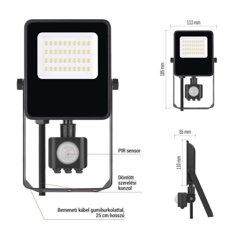 EMOS VISIO LED reflektor 20 W mozgásérzékelővel IP54 term. fehér