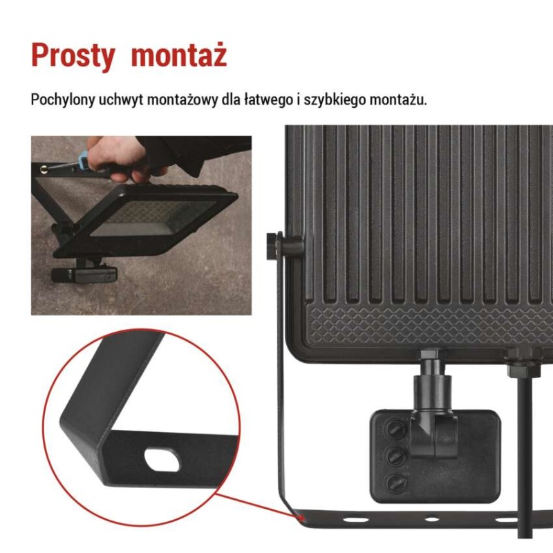 Naświetlacz LED VISIO z czujnikiem PIR 50 W, neutralna biel