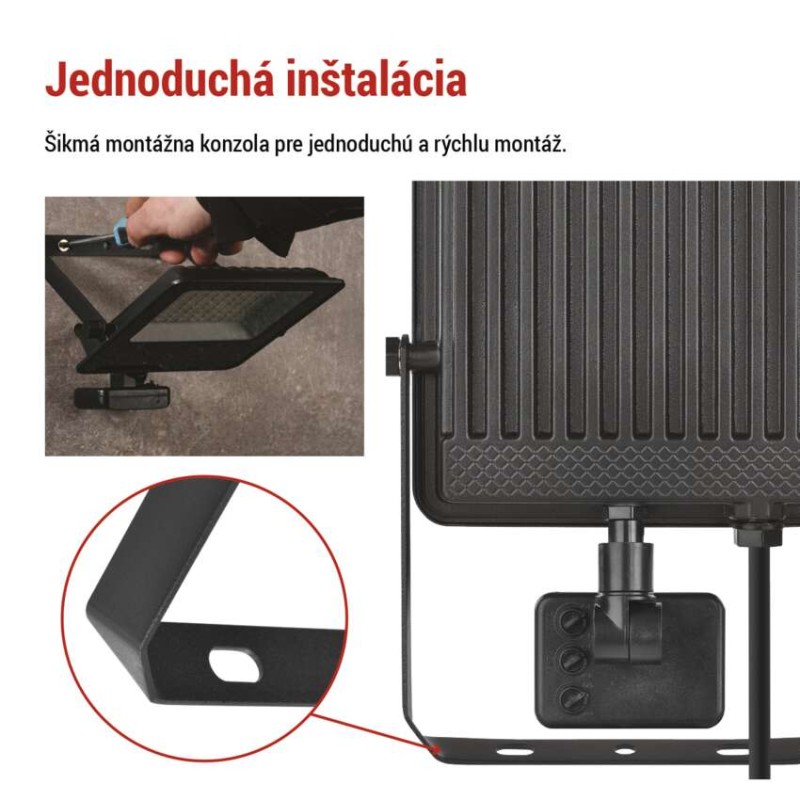 LED reflektor VISIO s pohybovým čidlom, 50 W, neutrálna biela, čierný