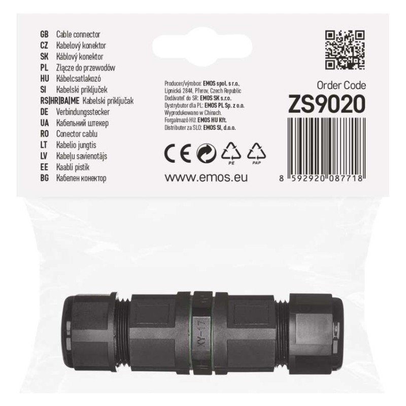 Plastová káblová spojka IP68