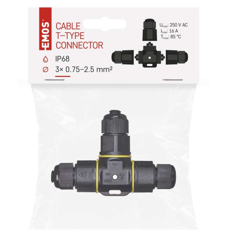 T tipa plastmasas kabeļa savienotājs, IP68