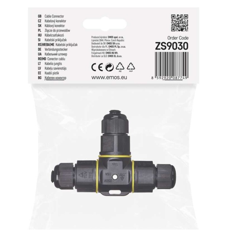 T tipa plastmasas kabeļa savienotājs, IP68