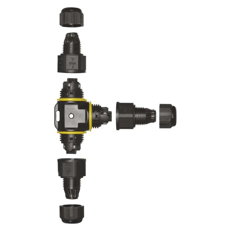 T tipa plastmasas kabeļa savienotājs, IP68