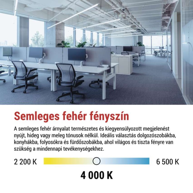 LED Fénycső T8 6,5 W 1100 lm 60 cm, természetes fehér 10 db.