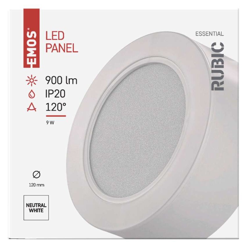Panel LED natynkowy RUBIC 2w1, okrągły, biały, 9W, naturalna biel