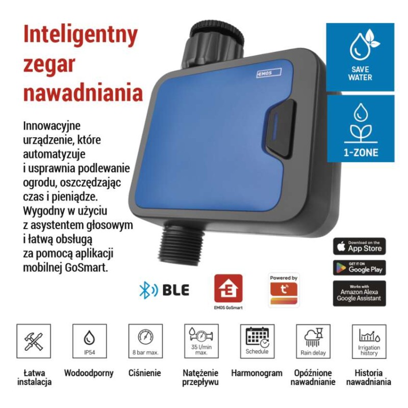 GoSmart Kontroler nawadniania, Bluetooth 5.0, 1 wyjście
