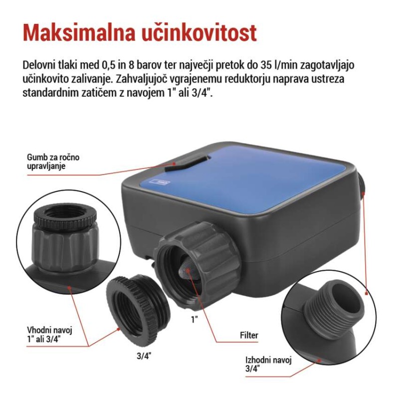 Časovnik za zalivanje GoSmart, Bluetooth 5.0, 1 izhod