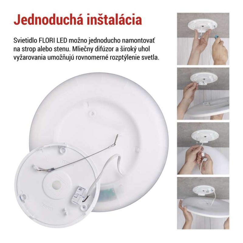 LED prisadené svietidlo FLORI okrúhle, biele, 18W, neutrálna biela