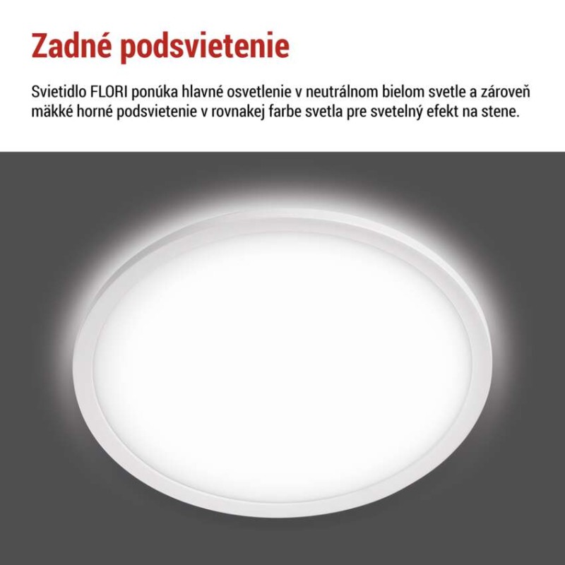 LED prisadené svietidlo FLORI okrúhle, biele, 18W, neutrálna biela
