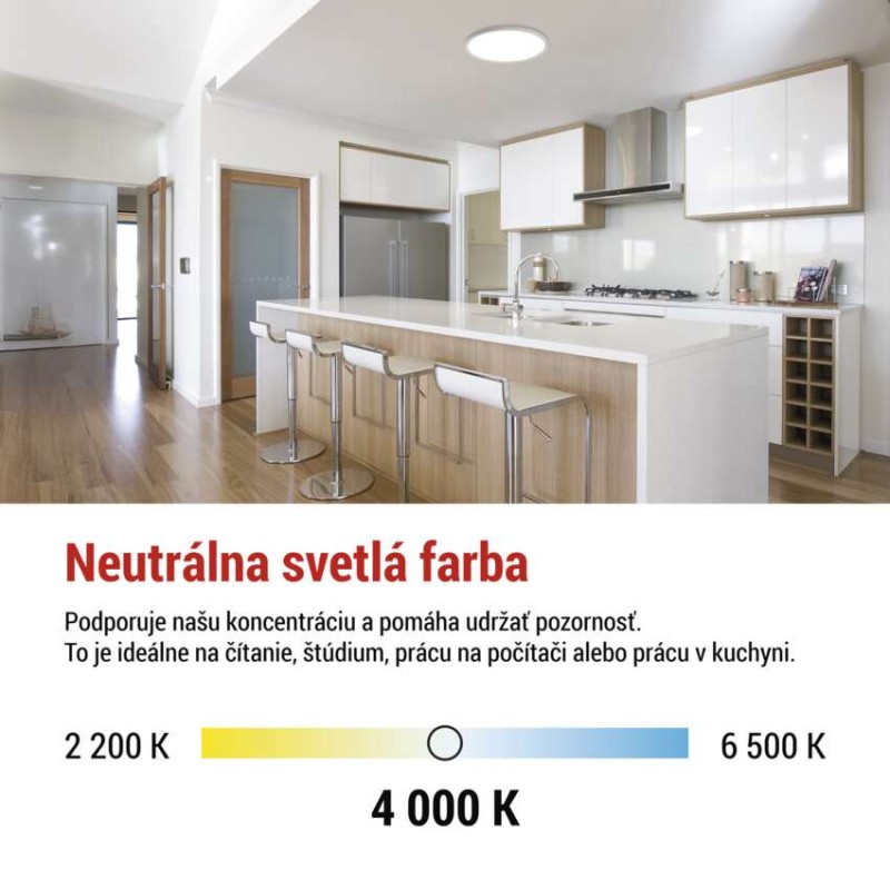LED prisadené svietidlo FLORI okrúhle, biele, 18W, neutrálna biela